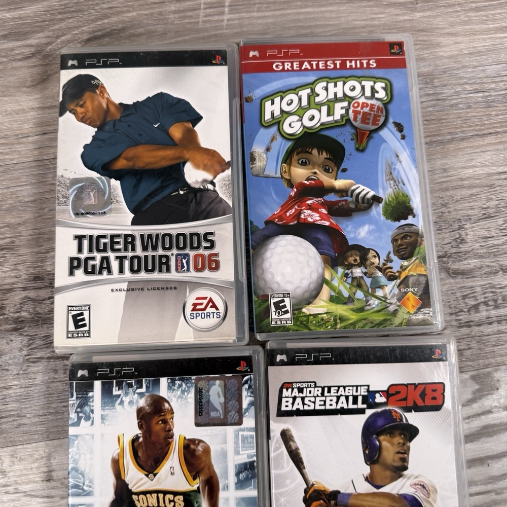 Lot of 4 PSP Games  Tiger‎ Woods PGA Tour Hot Shots Golf NBA MLB 2k8 - Picture 3 of 7